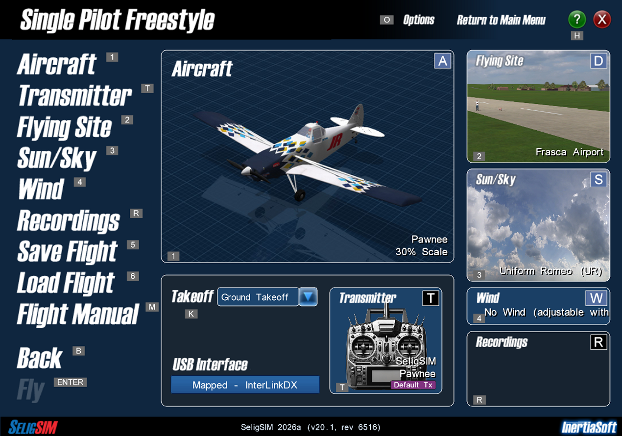 Image of the Single Pilot Freestyle screen after pressing Alt, with keytip labels beside every item.