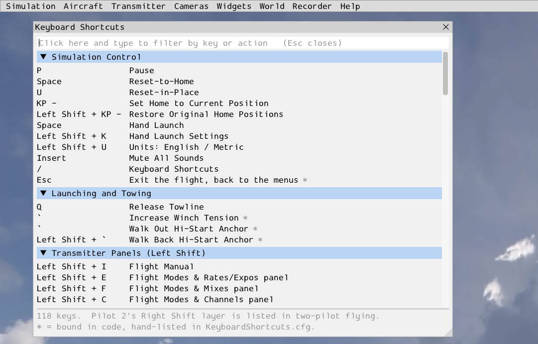 Image of the Keyboard Shortcuts window.