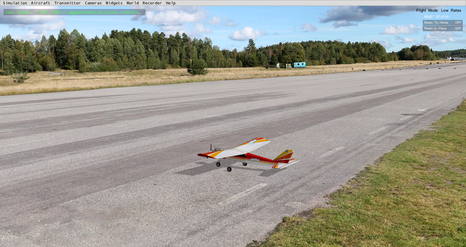Image of the KGIV-1 camera with the airplane low, at the normal field of view, ground in frame.
