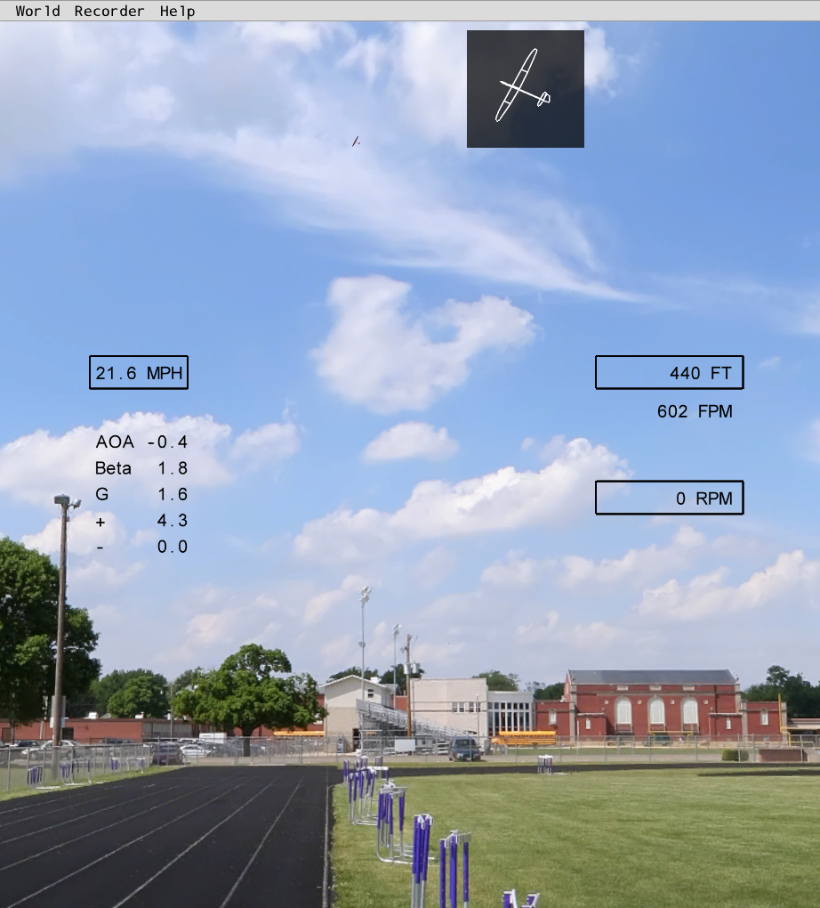 Image of the Wireframe Airplane square with the real airplane a dot in the distance.
